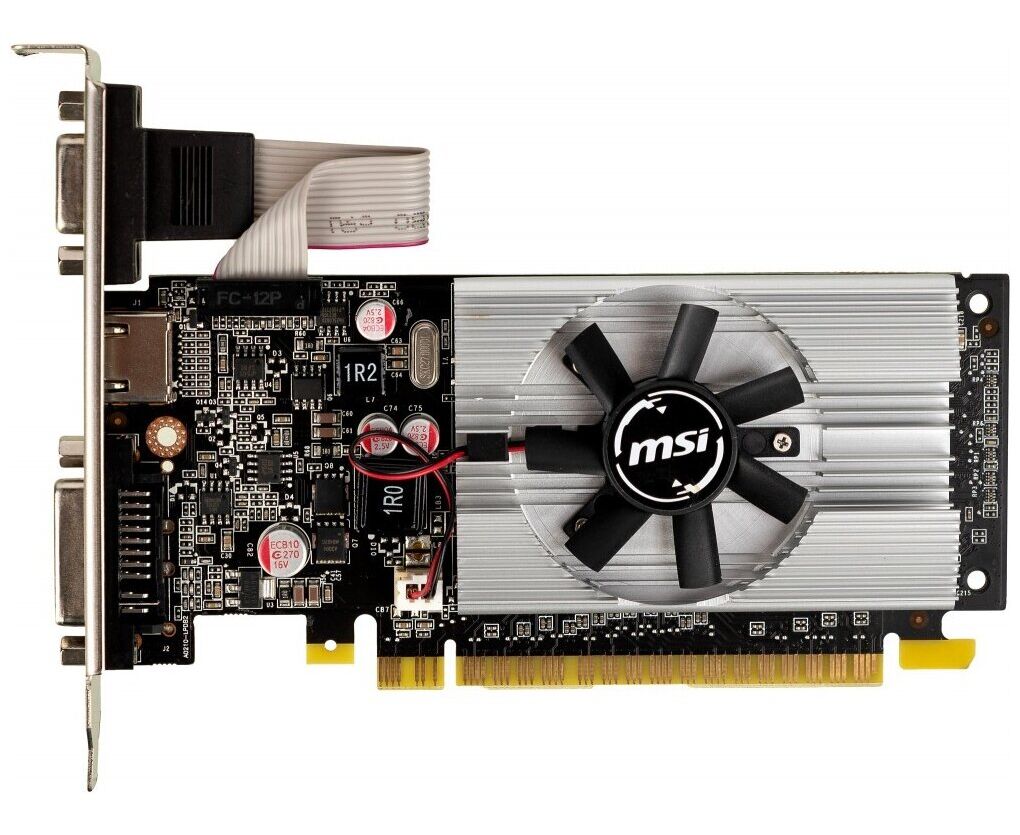 Видеокарта MSI Ge Force 210 N210-1 GD3/LP PCI-E 1024 Mb 64 DDR3 460/800 DV Ix1/CR Tx1 Ret