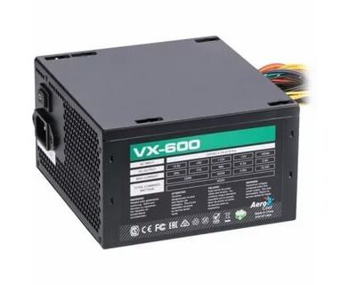 Блок питания Aerocool VX Plus 600, 600 W, ATX v2.3 Haswell, fan 12cm, 500mm cable, power cord, 20+4 P, 4+4 P, PC Ie 6+2 P x2, PATA x3, Sata x4, FDD