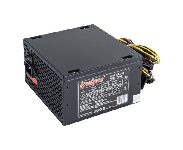 Блок питания Exegate EX219463 RUS XP500, ATX, black, 12cm fan, 24+4pin, (6+2)pin PCI-E, 3x SATA, 1x FDD, 2x IDE