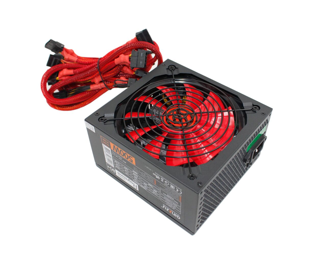 Блок питания Ginzzu PC500 14 CM(Red) 80+ black