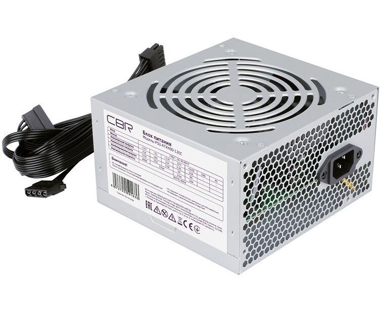 Блок питания CBR PSU-ATX400-12 EC ATX, 400 W, 20+4pin/1*4pin/1*IDE/2*SATA, 12cm fan