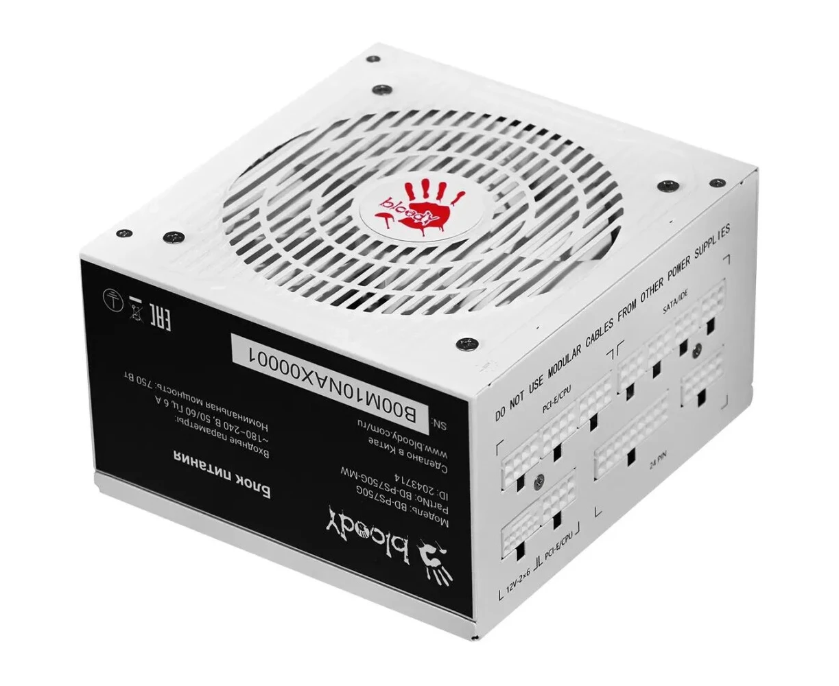 Блок питания BLOODY BD-PS750 G (BD-PS750 G-MW), 750 Вт, 120мм, белый, retail