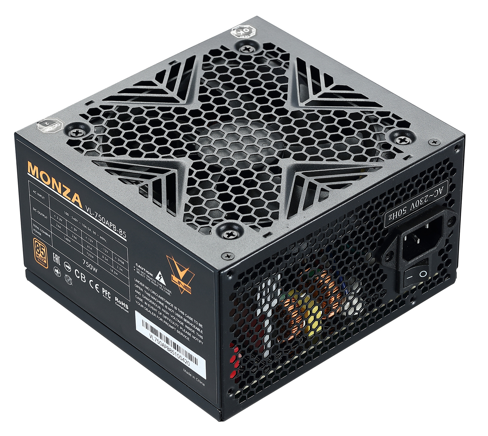Блок питания Formula ATX 750 W MONZA VL-750 APB-85 80+ bronze (24+4+4pin) APFC 120mm fan 7x SATA RTL