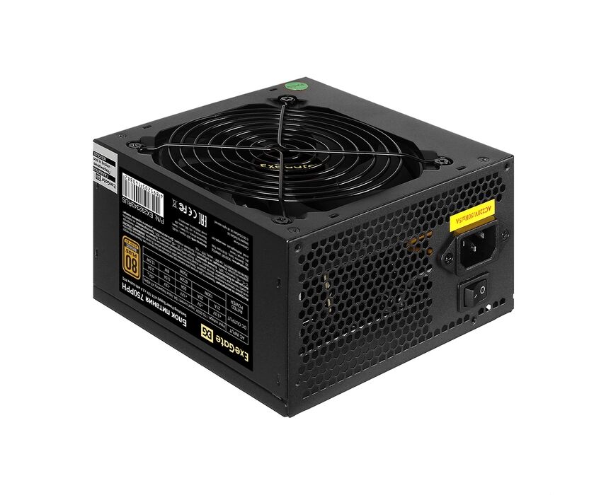 Блок питания Exegate 750 PPH EX292343 RUS 750 W 80 Plus Bronze (ATX, APFC, КПД 85проц. (80 Plus Bronze), 12cm fan, 24pin, 2x(4+4)pin, 4x PCI-E)