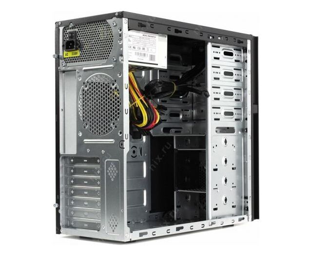 Корпус POWERMAN BA833 BK (6125674) ATX, 600 W PM-600 ATX-F, US Bx2 + Audio, черный