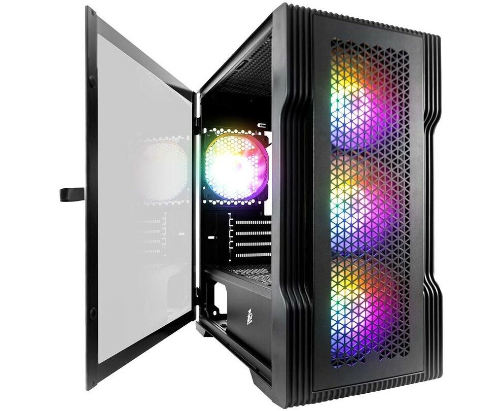 Корпус 1 STPLAYER Trilobite T3 T3-BK-4 F1 Black m ATX TG 4x 120mm LED fans inc