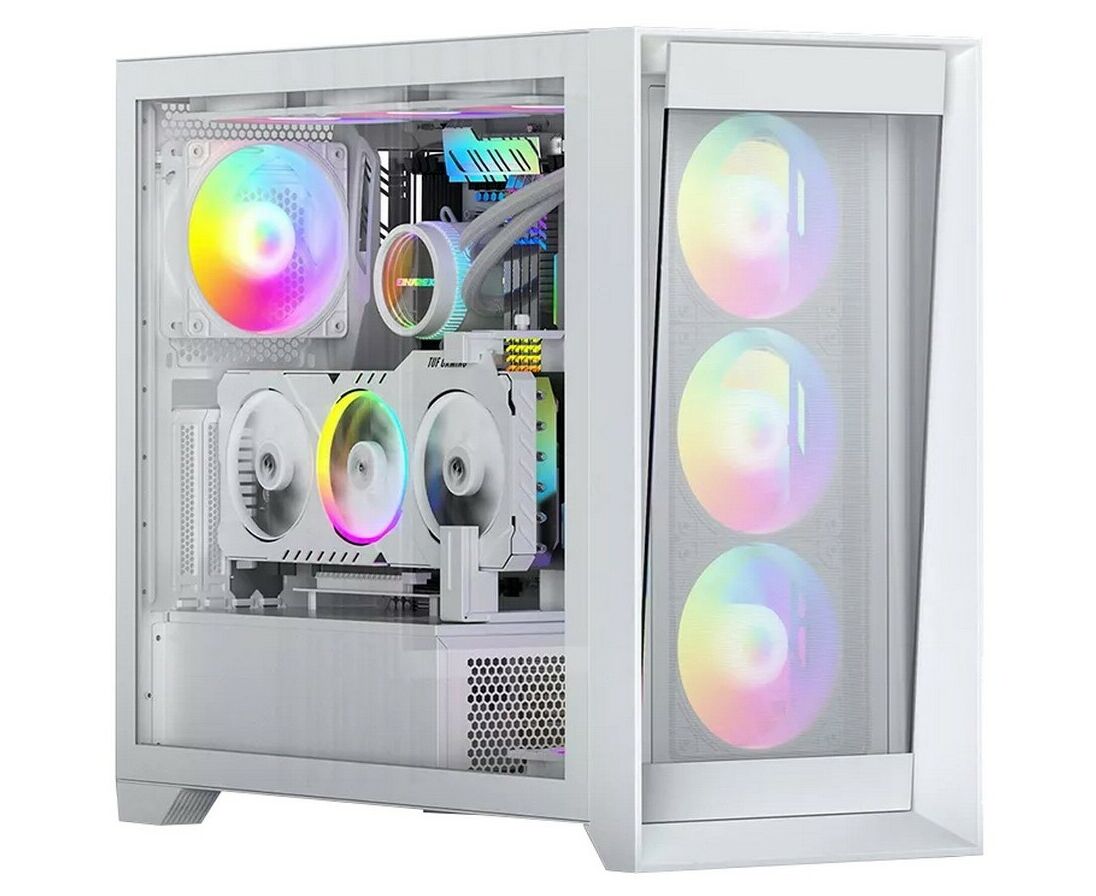 Корпус ACD Lagrange AH-TC1 GCW-000 ATX, White, FANS 120mm ARGB 3 Top + 1 Rear + HUB. Drive bay int 3x3,5", + 3x2,5",. 2x USB3.0+1x USB-C, Audio I/O