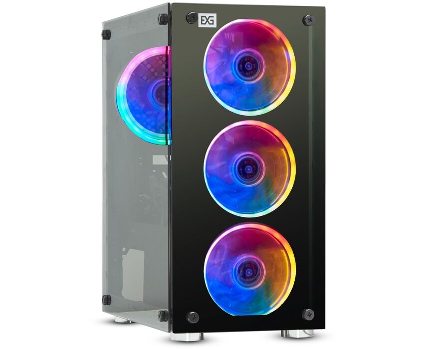 Корпус Exe Gate Mistery X2 EX294382 RUS Minitower (m ATX, без БП, 2*USB+1*USB3.0, аудио, черный, 4 вент. 12см с RGB подсветкой)