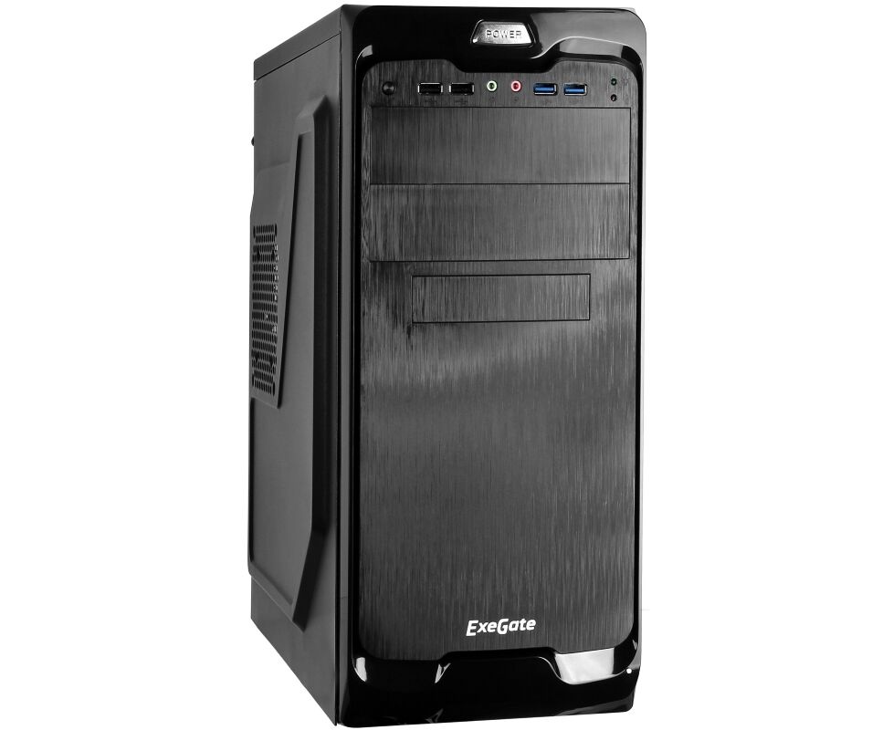 Корпус Miditower Exegate UN-604 Black, ATX, 2*USB+2*USB3.0, Audio