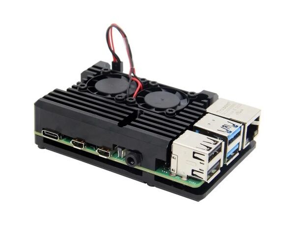 Корпус ACD RA503 Aluminum Case with Double Fans for Raspberry Pi 4 B, Black