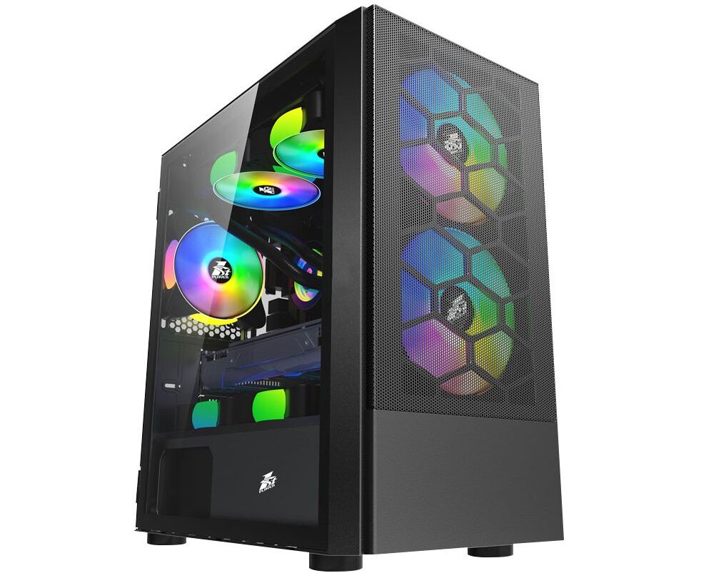 Корпус 1 STPLAYER Firebase X4-M X4-M-BK-2 F1 P-1 F1 Black m ATX TG 1x120mm & 2x140mm LED fans inc.