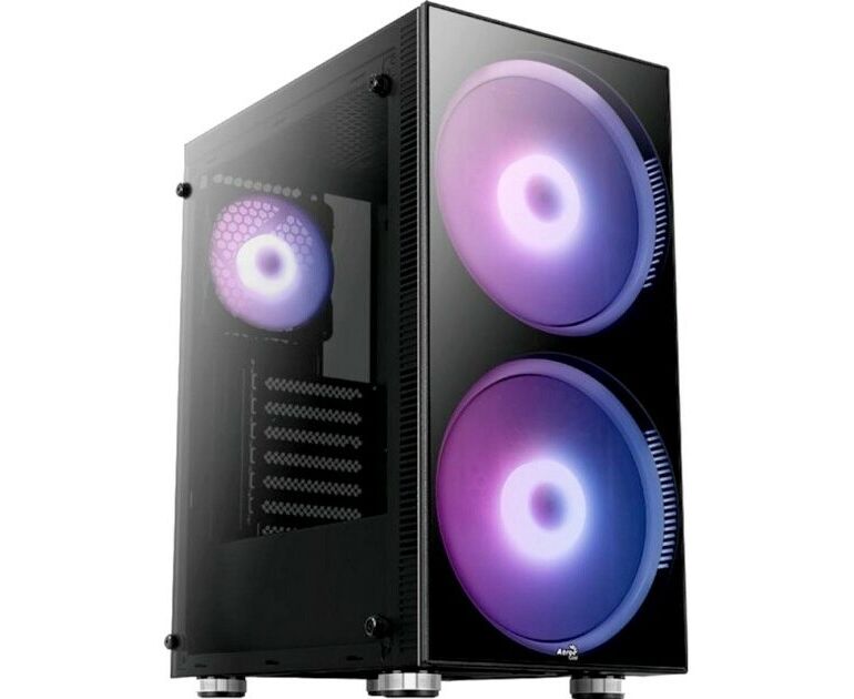 Корпус Aerocool Python V1 без БП (Python-G-BK-v1), ATX, боковое окно (закаленное стекло), черный