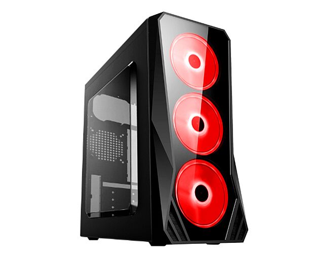 Игровой корпус: De Tech C3148 S USB 3.0 Red Прозрачная боковая панель