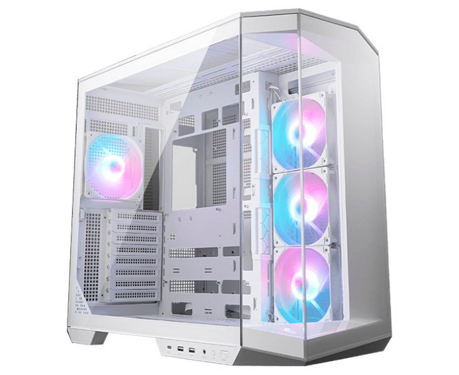 Корпус MSI Mag Pano 100 R PZ (306-7 G26 W22-HH9) White , Mid Tower, ATX, 2x USB 3.2 Gen 1, 1x USB 3.2 Gen2 Type-C, 3x120mm ARGB Reverse Blade Fan