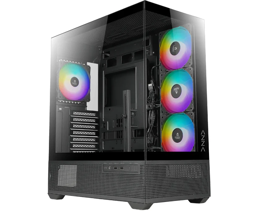 Корпус Azza Tiara (CSAZ-501 B TIARA) черный без БП ATX 4x120mm 2x USB3.0 1x USB3.1 audio bott PSU