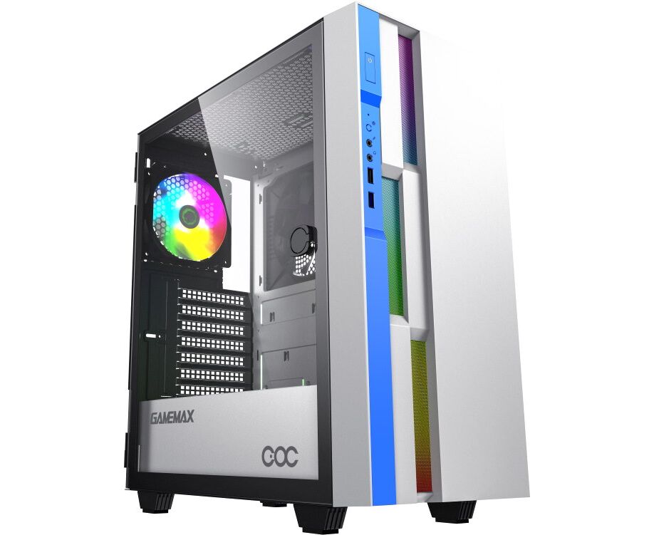 Корпус Game Max Brufen C3 WB без БП, Midi T, ATX, Бело-гол, Зак. стекл., USB 3.0, 1*120; 1*140мм вент.