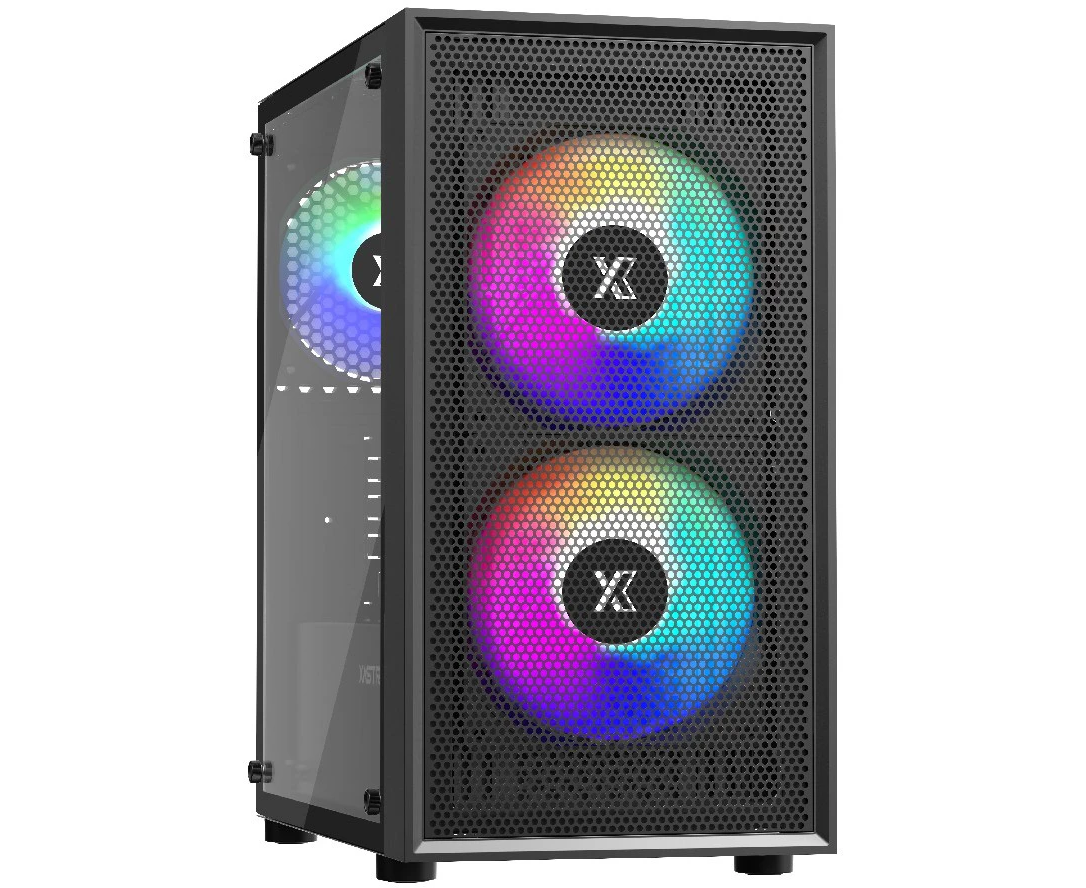 Корпус XASTRA A305 M 3 FRGB Black (A305 M-2 FC14 F-1 FC12 F) m ATX/Mesh/ tempered glass / 2x140mm + 1x120mm FRGB fans