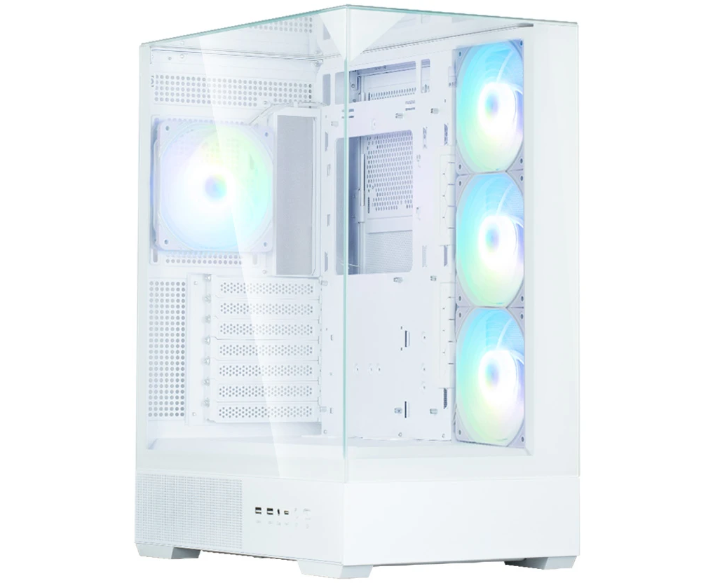 Корпус ZALMAN P40 Prism Plus, ATX, White, Window, 3x Combo (3.5'' or 2.5"), 1x USB Type-C, 2x USB3.0, Side 3x120mm ARGB, Rear 1x120mm ARGB