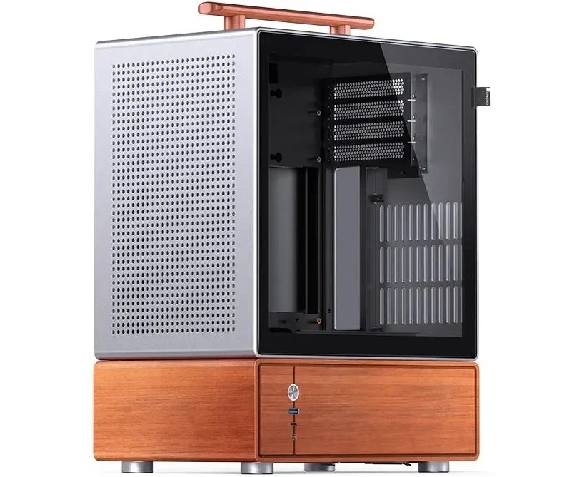 Корпус JONSBO T7 Silver без БП, боковая панель из закаленного стекла, mini-ITX, micro-ATX, серебристый