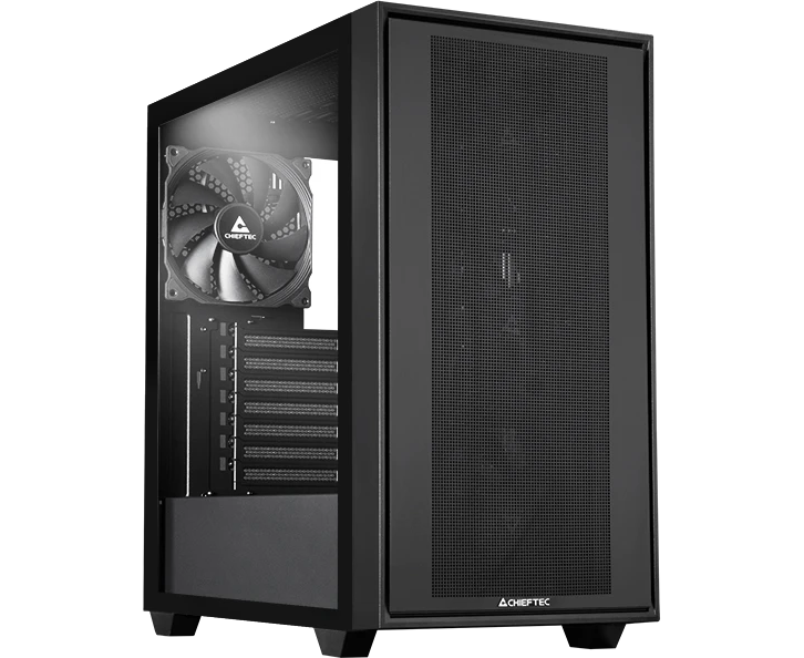 Корпус CHIEFTEC Night Hunter GS-03 B-BLK-OP без БП, боковая панель из закаленного стекла, 3x PWM 140мм вентилятора спереди, 1x PWM 140мм вентилятор сзади