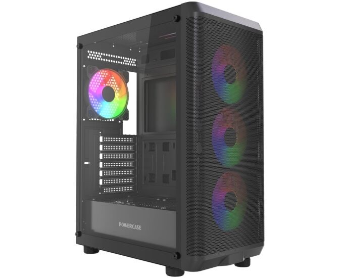 Корпус Powercase Mistral EA22 (CMAEA22-L4), Tempered Glass, 4x 120mm FRGB Fan, чёрный, ATX