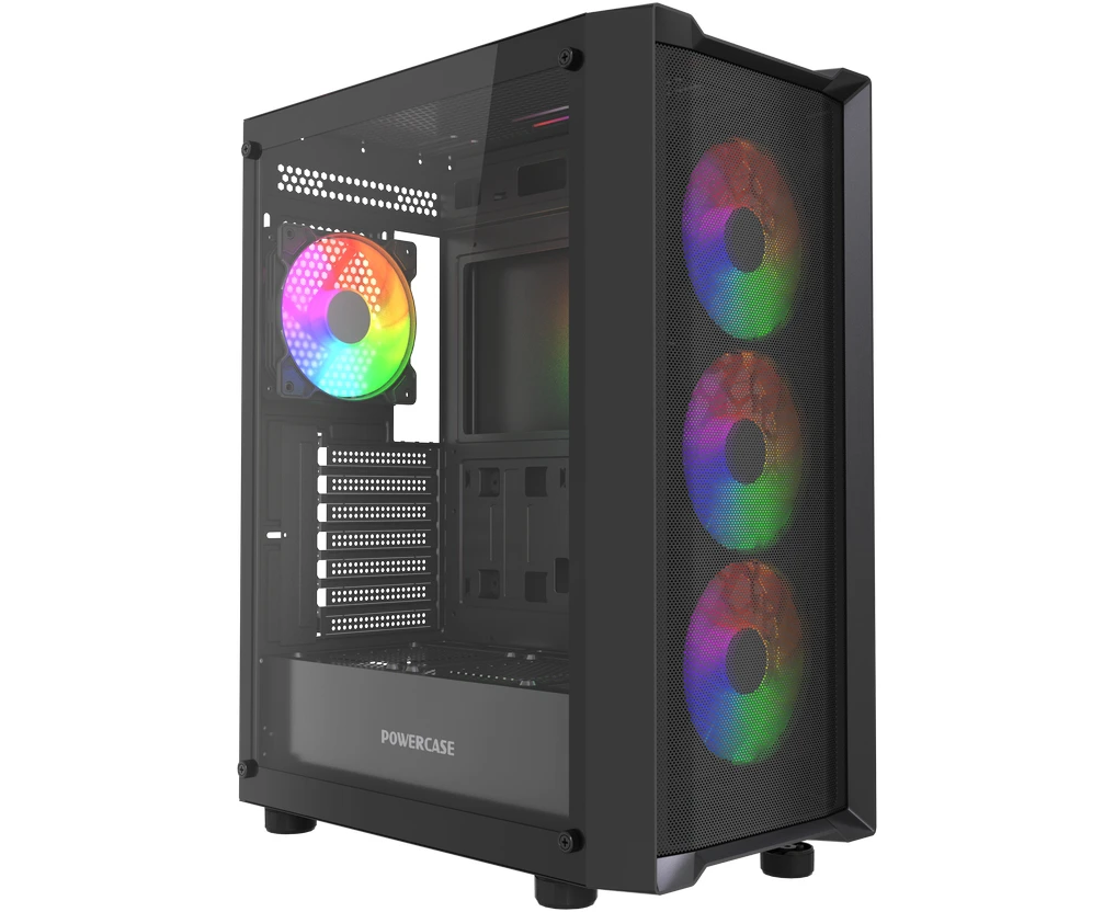Корпус Powercase Mistral EA19 (CMAEA19-A4), Tempered Glass, 4x 120mm ARGB PWM Fan, чёрный, ATX
