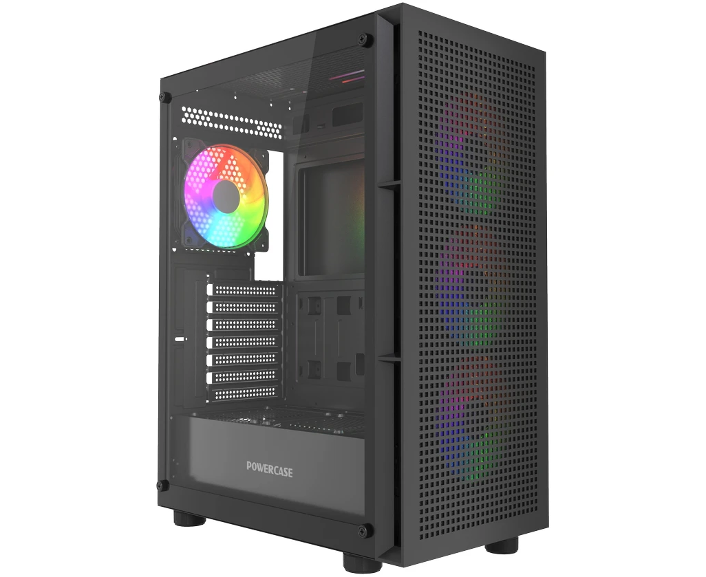 Корпус Powercase Mistral EA17 (CMAEA17-A4), Tempered Glass, 4x 120mm ARGB PWM Fan, чёрный, ATX