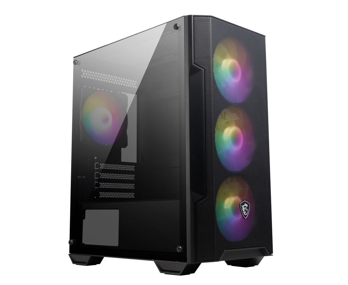 Корпус ПК без блока питания MSI MAG FORGE M100 A, Mini-Tower, TG, 4x120mm ARGB, 2x USB 2.0, 1x USB 3.0, m ATX, m ITX Black
