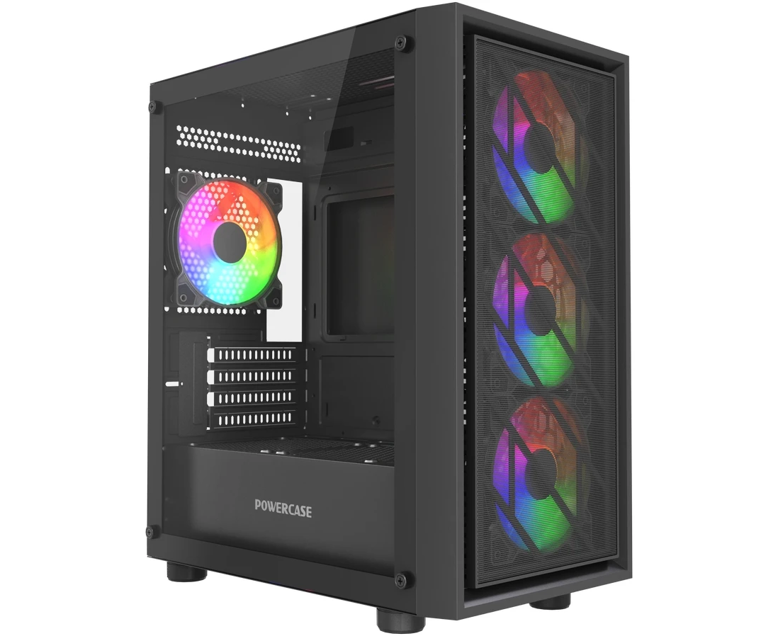 Корпус Powercase Mistral Micro EM16 (CMMEM16 B-L4), Tempered Glass, 4x120mm FRGB fan, чёрный, m ATX