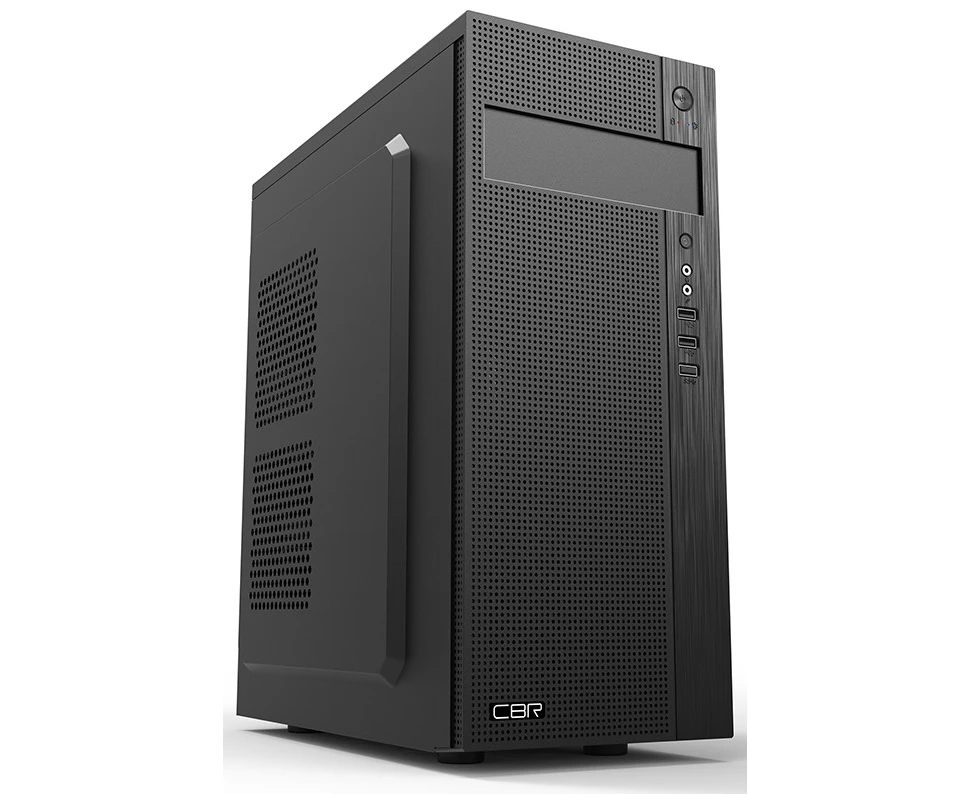Корпус CBR E185 (PCC-ATX-E185-USB31-USB22-WPSU) ATX Miditower, без БП, 1*USB 3.0, 2*USB 2.0, HD Audio+Mic, Black