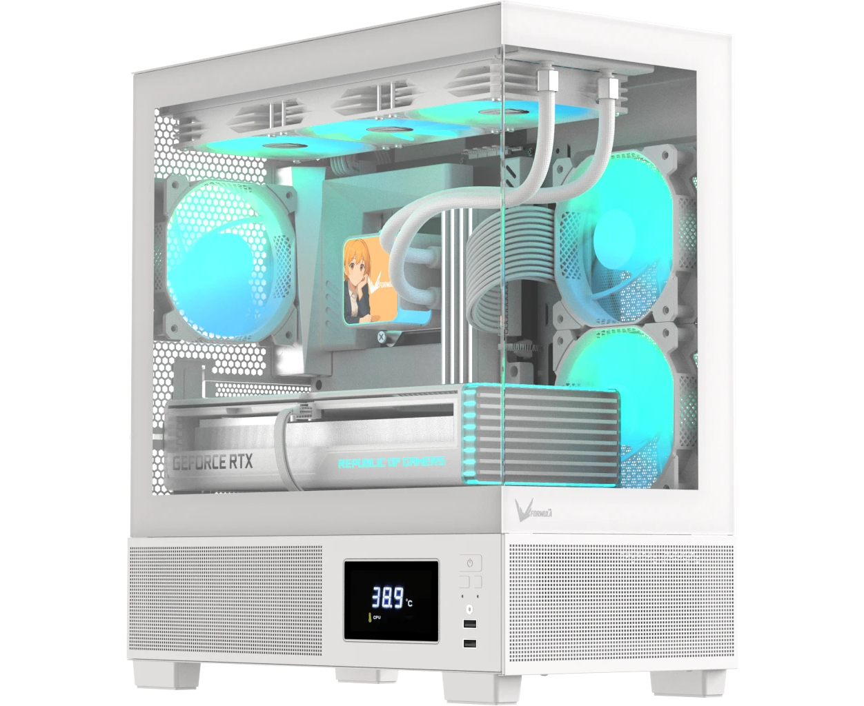 Корпус Formula V Line Crystal E1 M White, MATX, USB3.0*2, Switch Display Panel