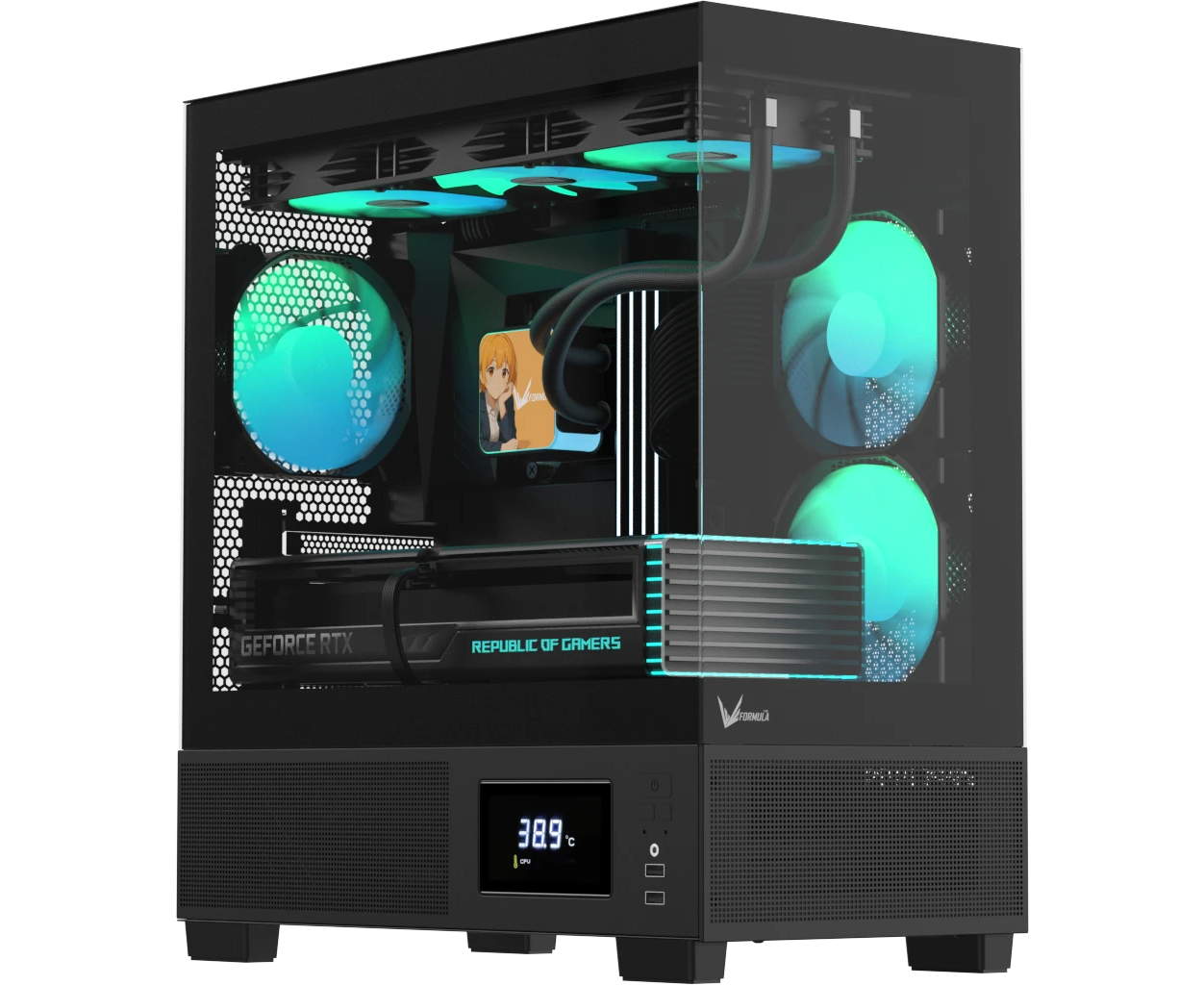 Корпус Formula V Line Crystal E1 M Black, MATX, USB3.0*2, Switch Display Panel