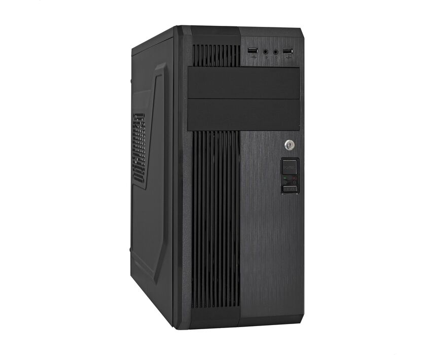 Корпус Exe Gate UN-605 B-UNS45 EX299343 RUS Miditower (ATX, БП UNS450 с вент. 12см, 2*USB, аудио, блокировка, черный)
