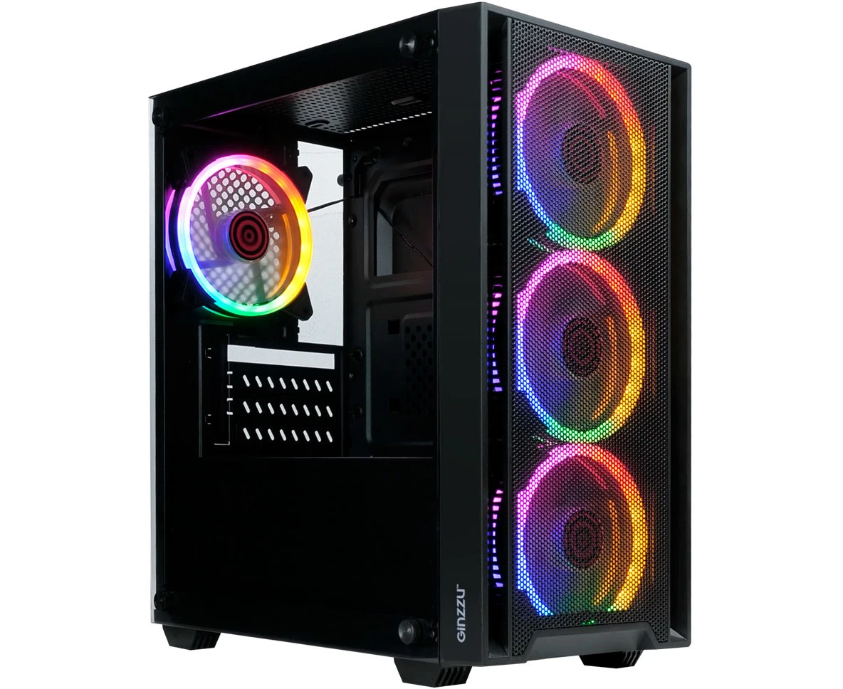 Корпус Ginzzu CL630 m ATX Fan 4*12 FRGB передняя панель сетка