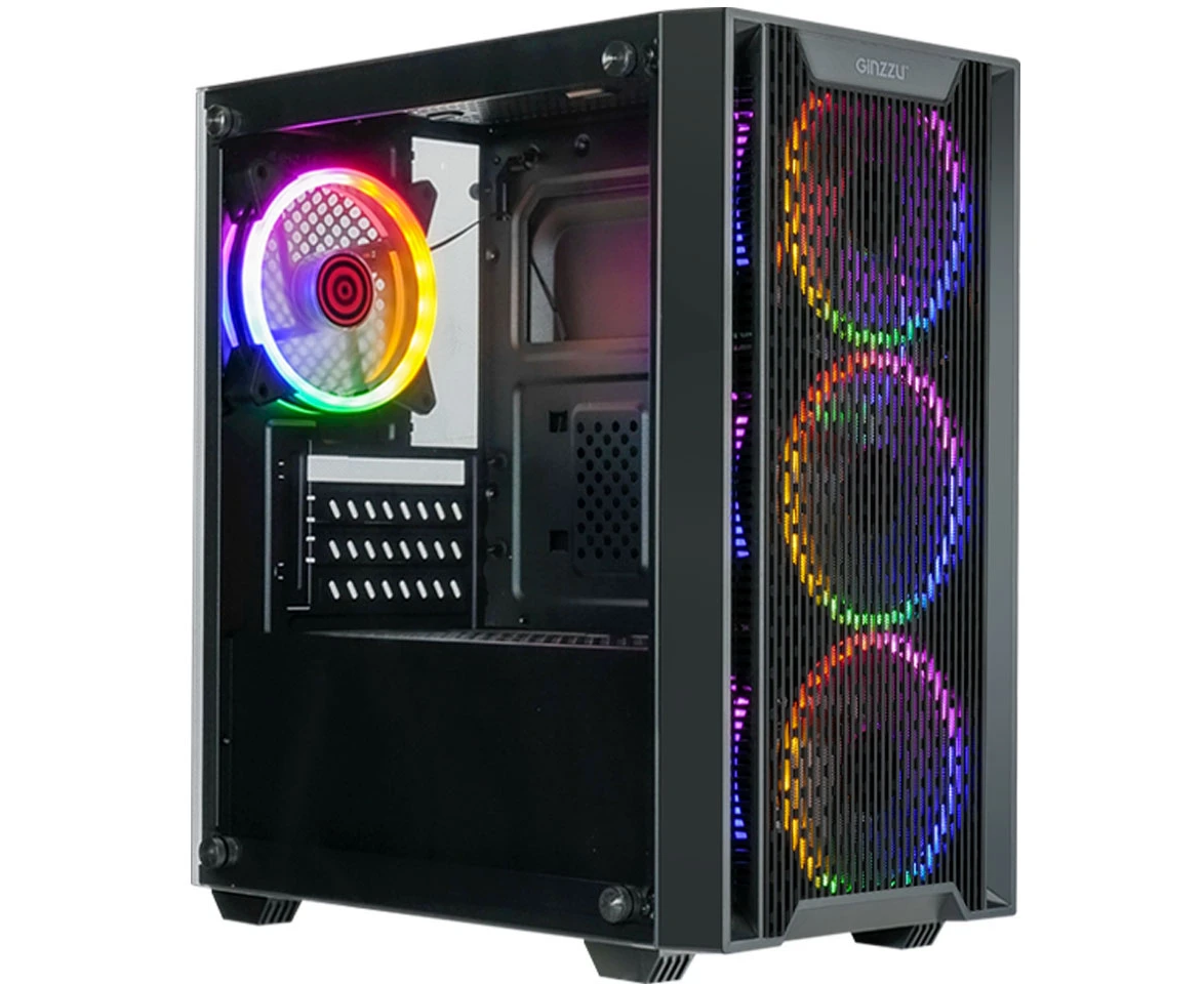 Корпус Ginzzu CL650 m ATX Fan 4*12 FRGB передняя панель решетка