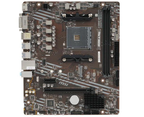 MB s AM4 MSI A520 M-A PRO (A520, AM4, 2x DDR4, 1x PCI-E 3.0 x16 slot,1x M.2 slot,4x USB 3.2 Gen1,2x USB 2.0,1x HDMI,1x DVI-D,Gigabit LAN.