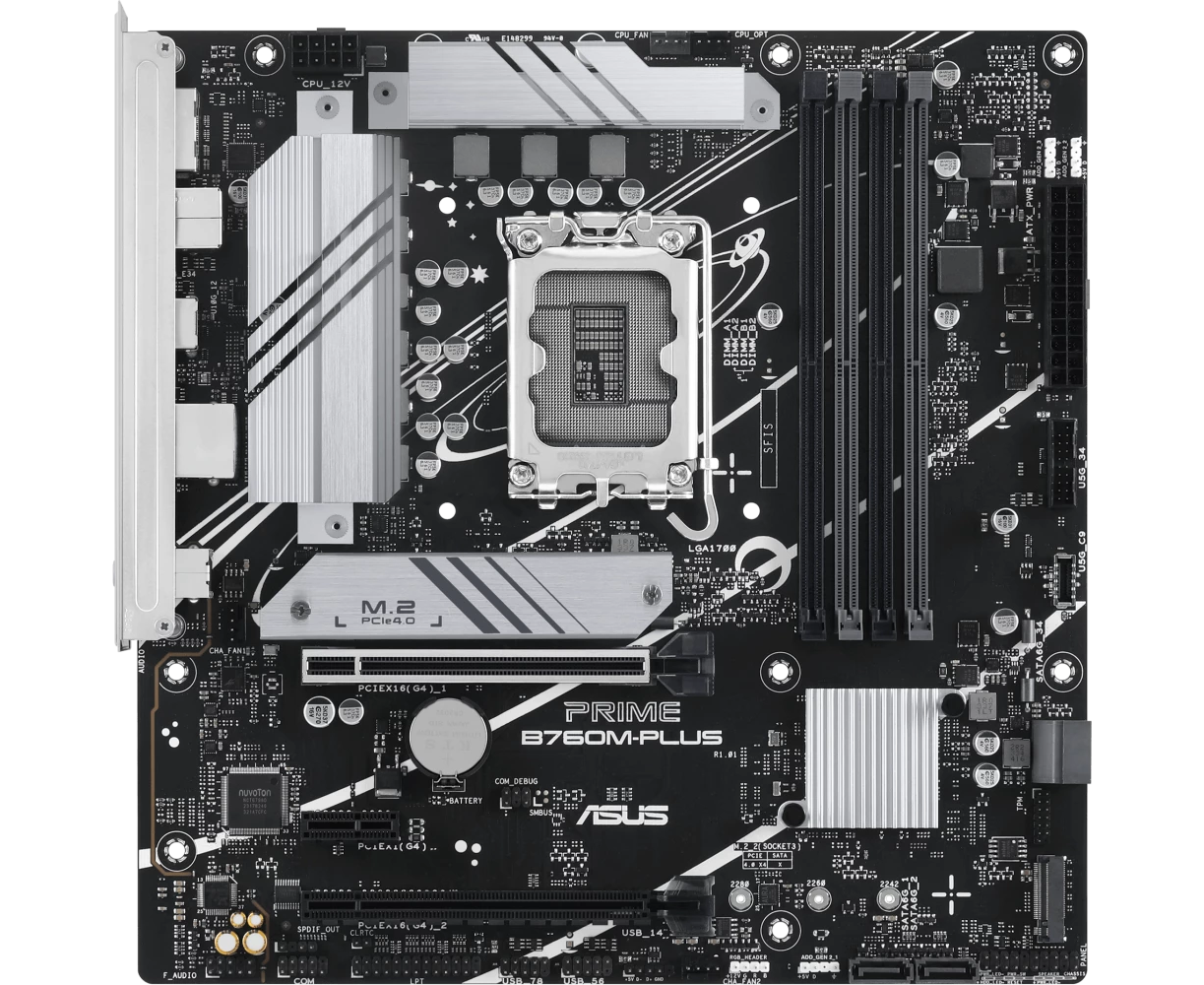 MB s1700 ASUS PRIME B760 M-PLUS, Intel B760, 4x DDR5-5600 МГц, 2x PCI-Ex16, 2x M.2, Micro-ATX (90 MB1 GY0-M0 EAY0)
