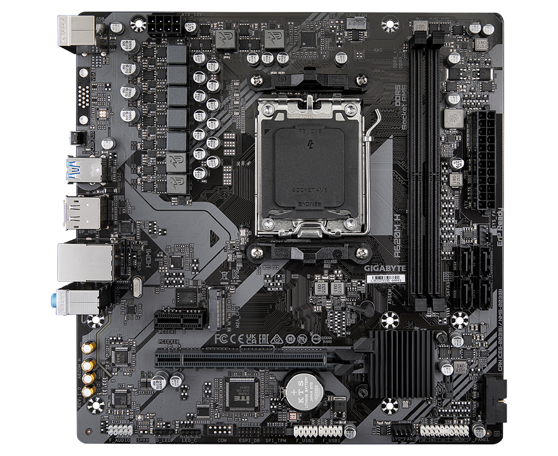 MB s AM5 GIGABYTE A620 M H, AMD A620, 2x DDR5-5200, HDMI+DP, 1x PCI-Ex16, 1x PCI-Ex1, 4x SATA3(RAID 0/1/10), 1x M.2, 8 Ch Audio, G Lan, (4+4)x USB2.0,