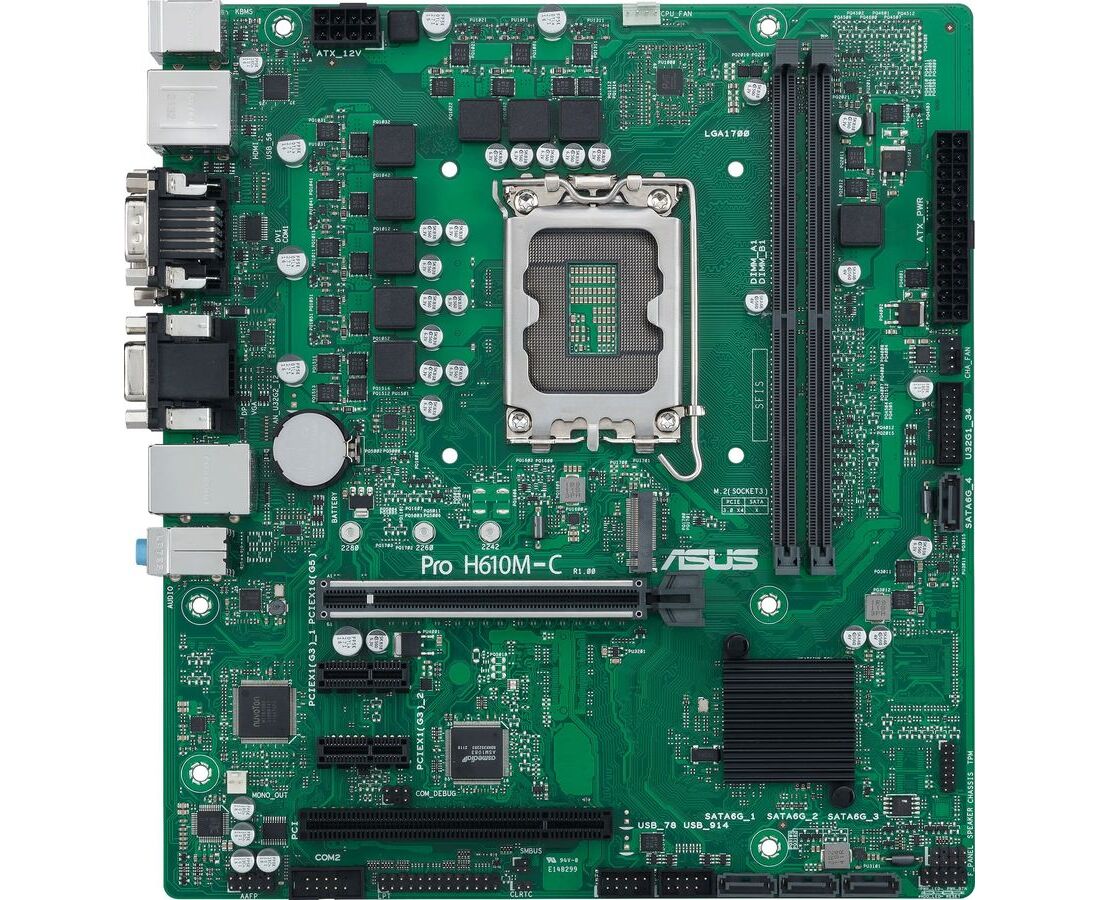 MB s1700 ASUS PRO H610 M-C-CSM m ATX 2x DDR5 PCI Ex16 2x PCI Ex1 PCIE M.2 DP HDMI DVI VGA GLAN (90 MB1 AT0-M0 EAYC)