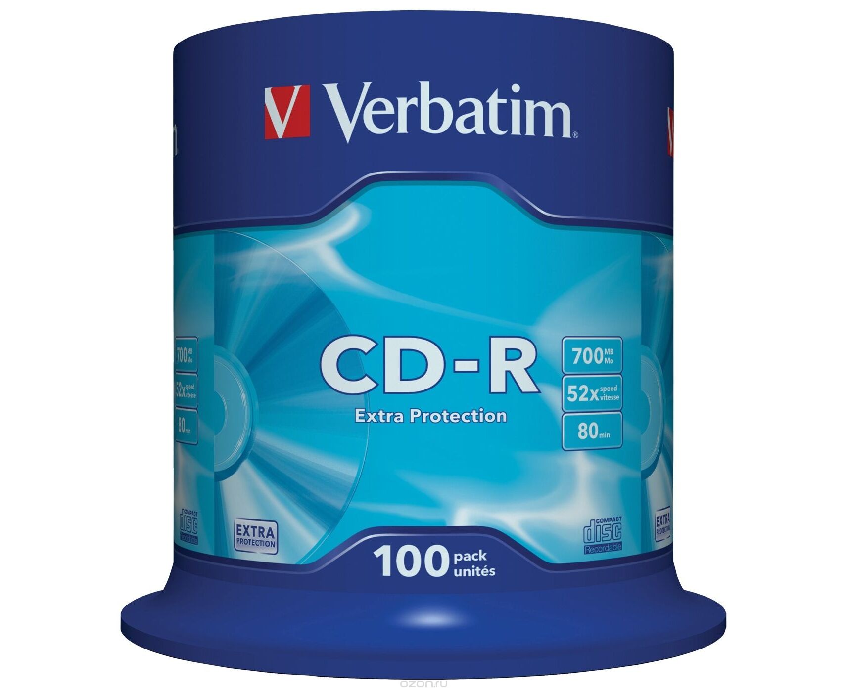Диск CD-R Verbatim 700 Mb 52x Cake Box (100шт) (43411)