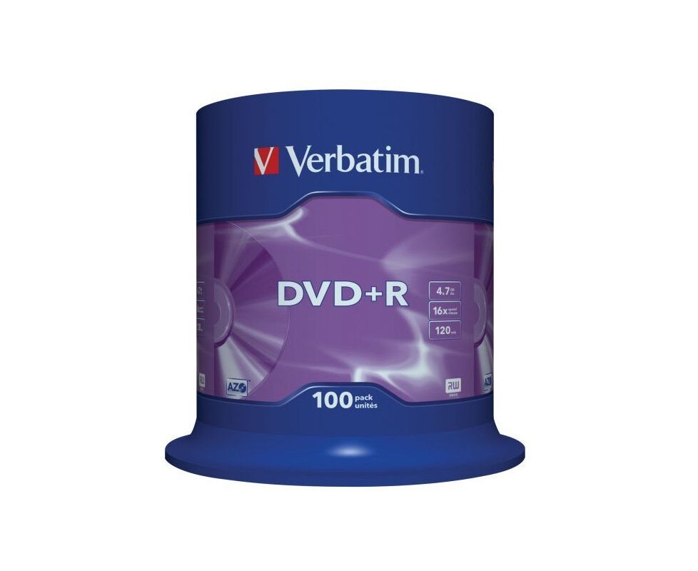 Диск DVD+R Verbatim 4.7 Gb 16x Cake Box (100шт) 43551