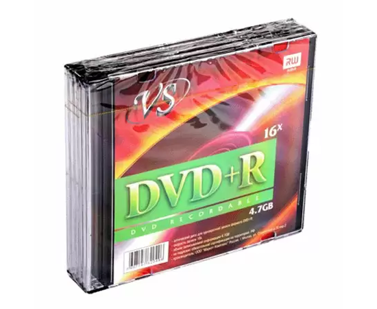 Диск DVD-R VS (VSDVDRSL501) 4.7 Gb, 16x, Slim Case (5), (5/200)