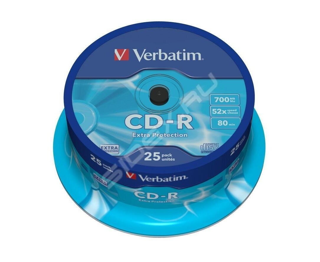 Диск CD-R Verbatim 700 Mb 52x Data Life Cake Box (25шт) 43432