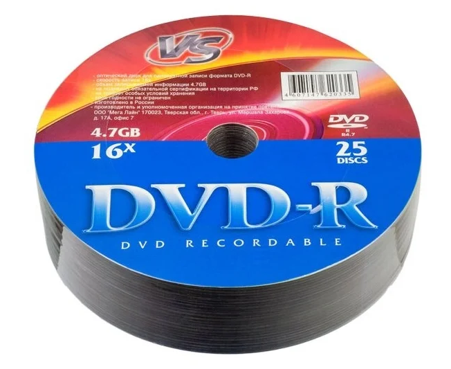 Диск DVD+R VS (PERFEO) (UL130062 A8 S) 4.7 Gb, 16x, Shrink (25), (25/600)
