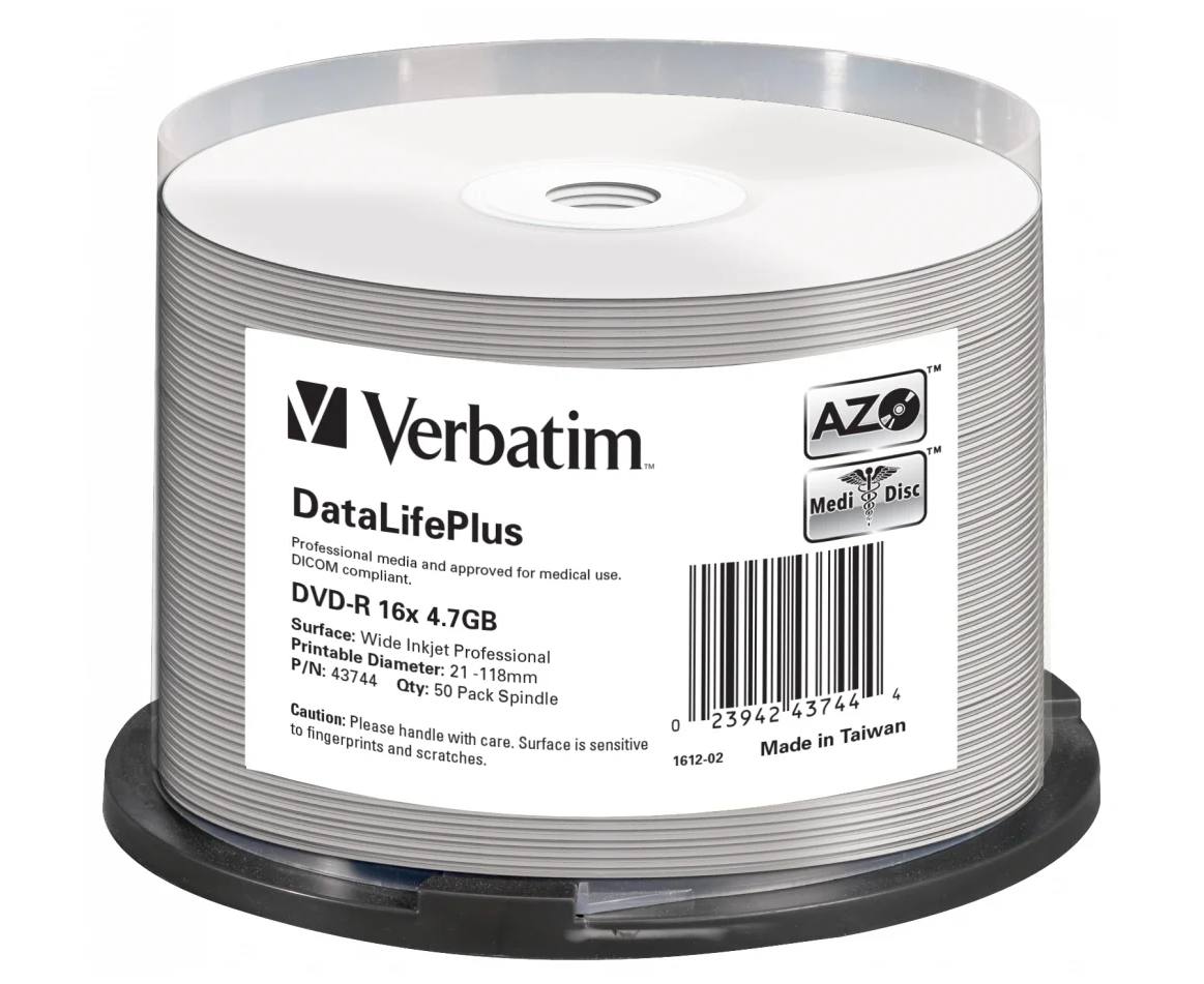 Диск DVD-R Verbatim (43731) 4.7 Gb 16x Cake Box (50шт)