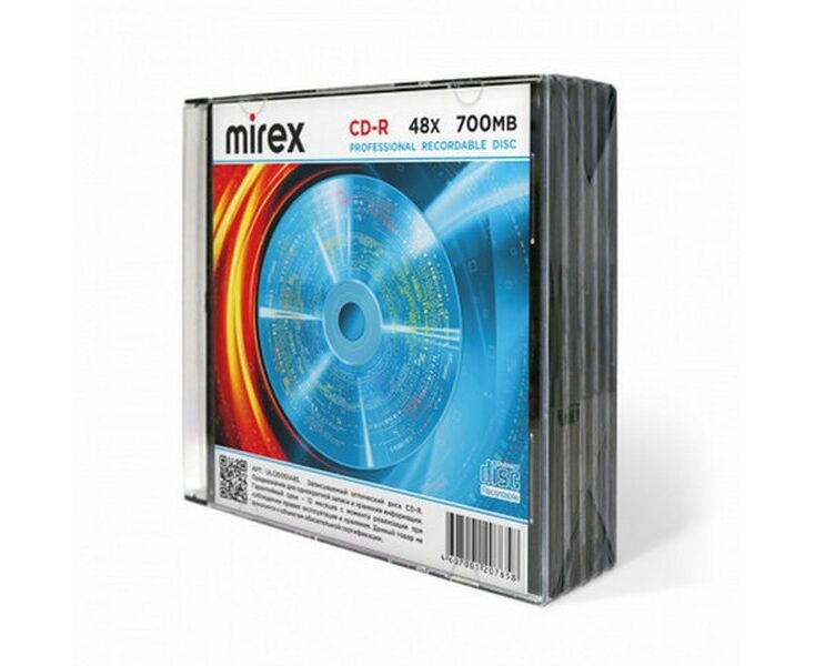 Диск CD-R MIREX UL120051 A8 F, 700 Мб, 48x, Slim Case 5шт