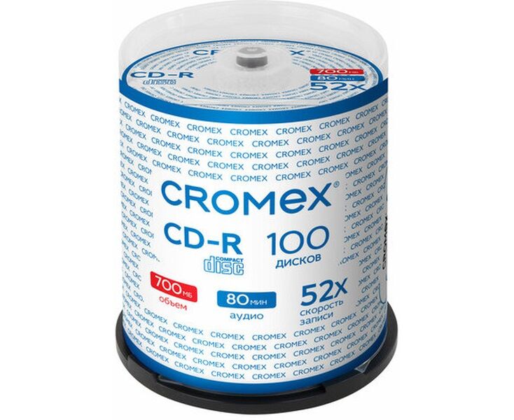 Диск CD-R CROMEX 513778 700 Mb, 52x, Cake Box (упаковка на шпиле) 100шт
