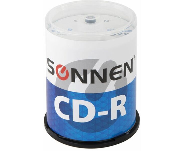 Диск CD-R SONNEN 513533, 700 Mb, 52x, Cake Box (упаковка на шпиле) 100шт