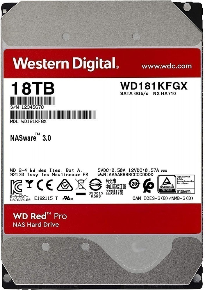 HDD WD Original SATA-III 18 Tb WD181 KFGX NAS Red Pro (7200rpm) 512 Mb 3.5"