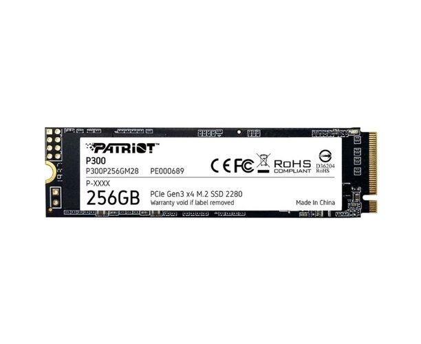 SSD M.2 256 GB PCI-E3.0x4 NV Me Patriot P300 (P300 P256 GM28) (2280, SM2263 XT, TLC, R/W: up to 1700/1100 MB/s, Write 4 KB: 29000 IOPS, 80 TBW)